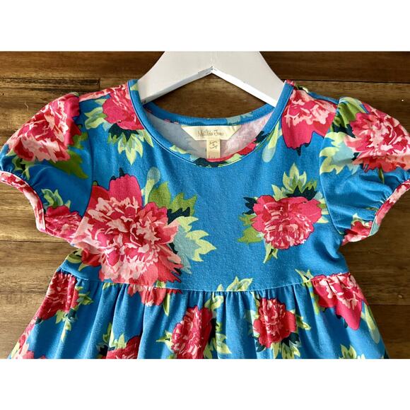 Matilda Jane Camp MJC Blossom Pie Blue Pink Knit Short Sleeve Tiered Dress 4 - Picture 3 of 7